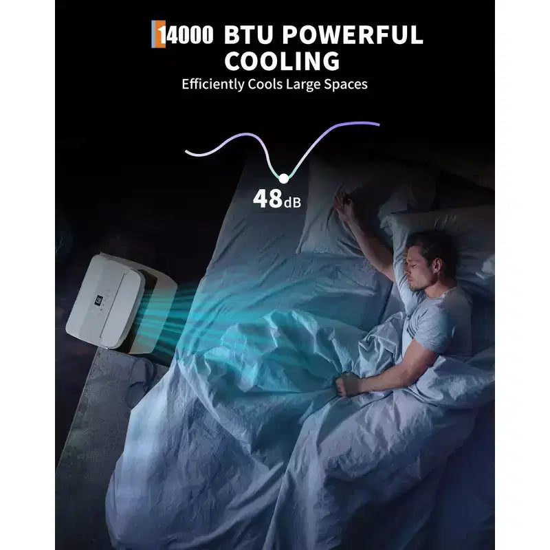 14 000 BTU:n ilmastointilaite, jäähdyttää enintään 750 neliöjalkaa, 3-in-1-siirrettävä ilmastointilaite jäähdytys-, kuivaus- ja tuuletintiloilla sekä kaukosäätimellä