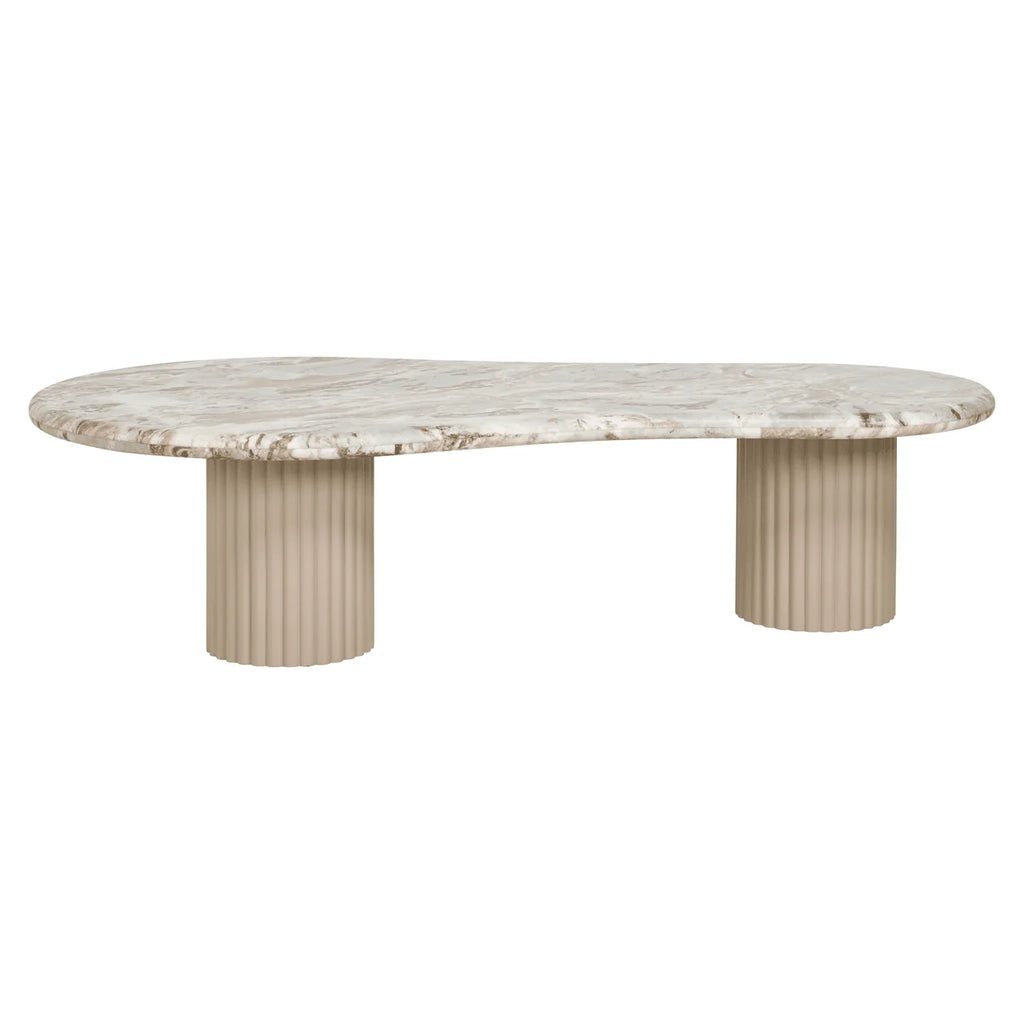 Pebble Shaped Marble Top Coffee Table
