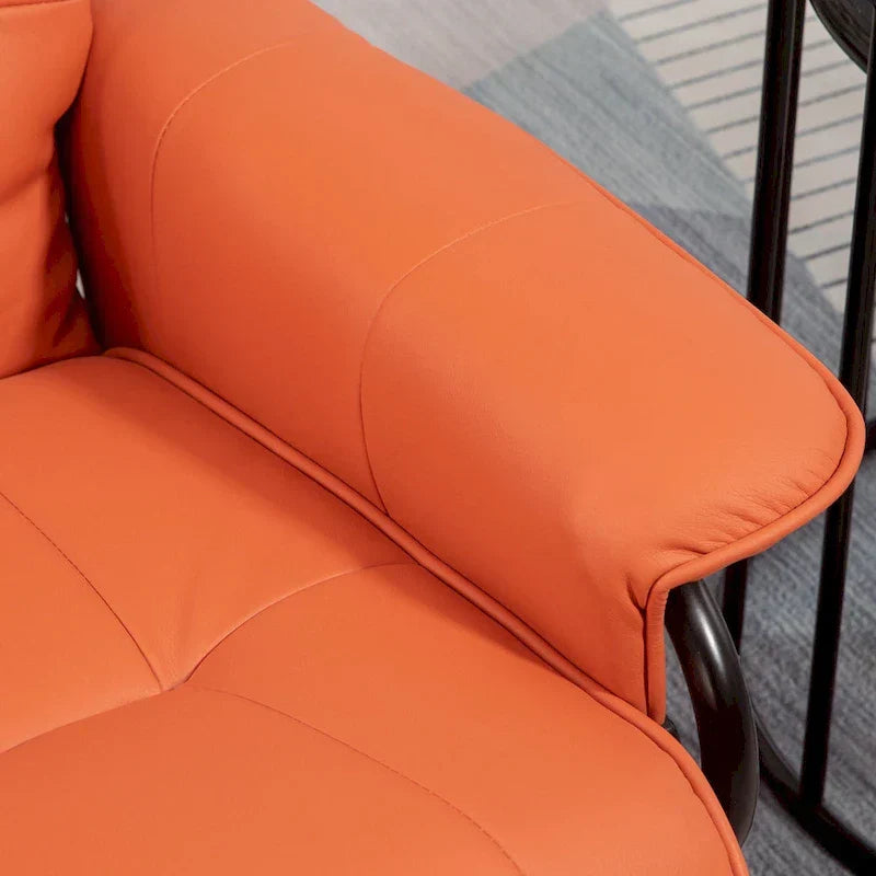 HomCom verstelbare handmatige relaxstoel van imitatieleer met draaivoet en comfortabele, ontspannende voetensteun