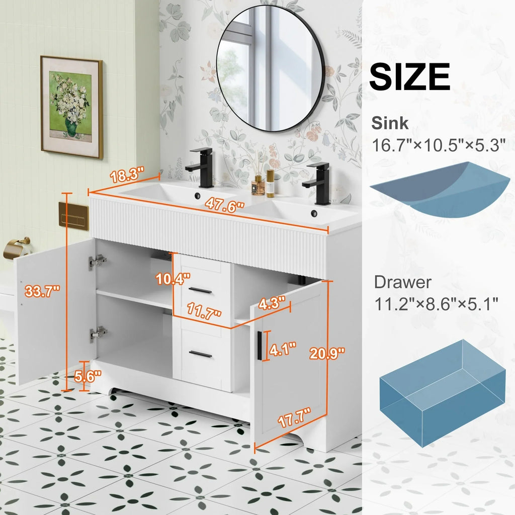 Wavy Line badkamermeubelset van 30/36/48 inch met wastafel en kraan