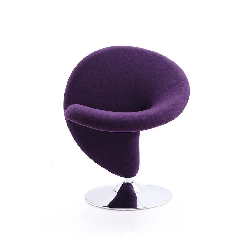 Poltrona girevole d'accento Manhattan Comfort Curl in misto lana e cromo (set da 2)