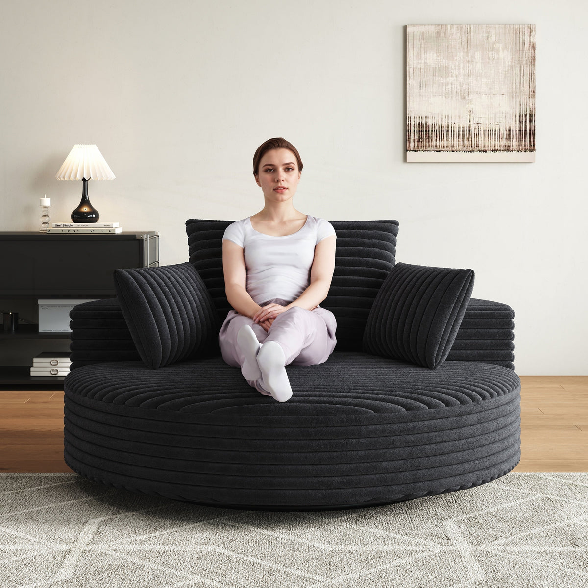Einzelner Drehstuhl aus Cord-Chenille-Schaumstoff