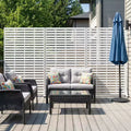MAYEERTY 72x47 inch wit privacy-scherm voor buiten, 6-delige set met natuurlijk inklapbaar kamerscherm voor achtertuin en tuin