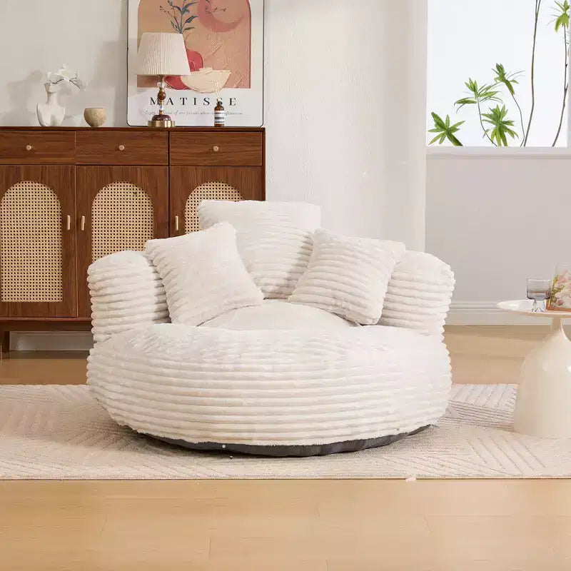 Divano a sacco per adulti e bambini, poltrona a sacco oversize in velluto a coste con 3 cuscini e bracciolo per soggiorno o camera da letto