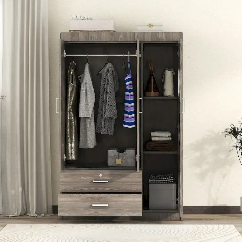 3-Door Wardrobe with 2 Drawers