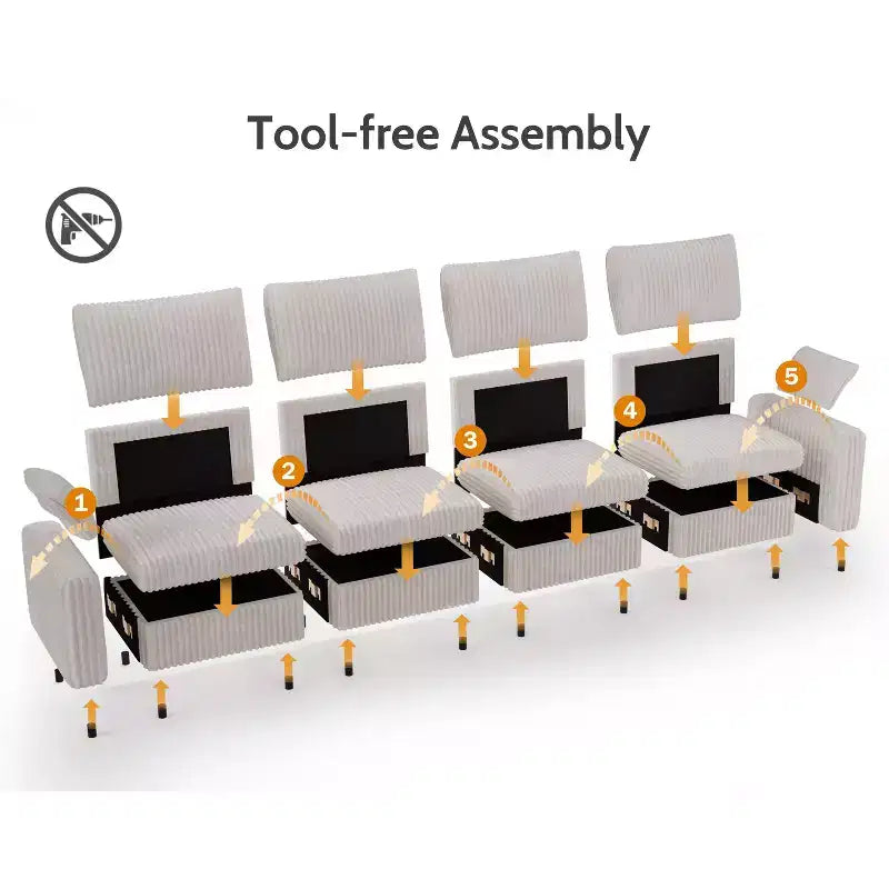 Canapé sectionnel modulaire en velours côtelé Dyonery avec housses lavables