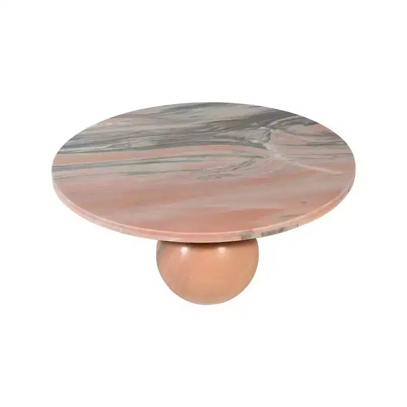 Mesa de centro redonda de mármol con patas esféricas, multicolor, para 4 personas