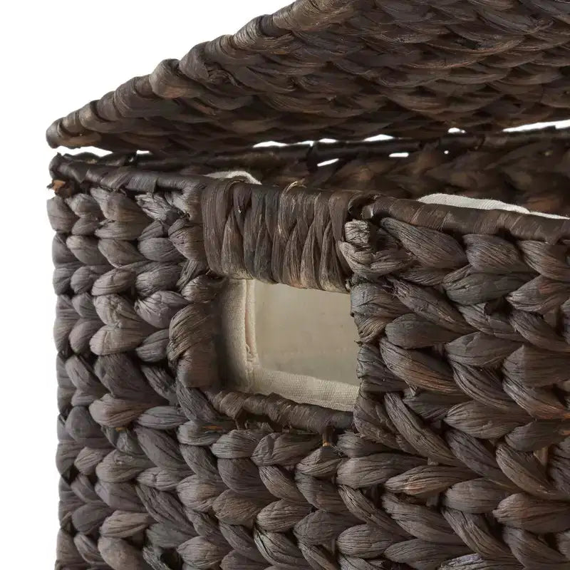 Casafield 2-Section Laundry Hamper with Lid and Removable Liner Bags, Woven Water Hyacinth Laundry Basket Sorter for Clothes