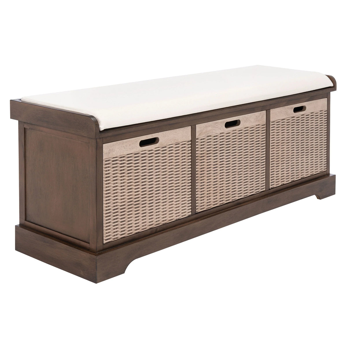 Banco de almacenamiento SAFAVIEH Fiorello con 3 cajones y cojín - 47.3 W x 15 L x 19 H - 47Wx15Dx19H