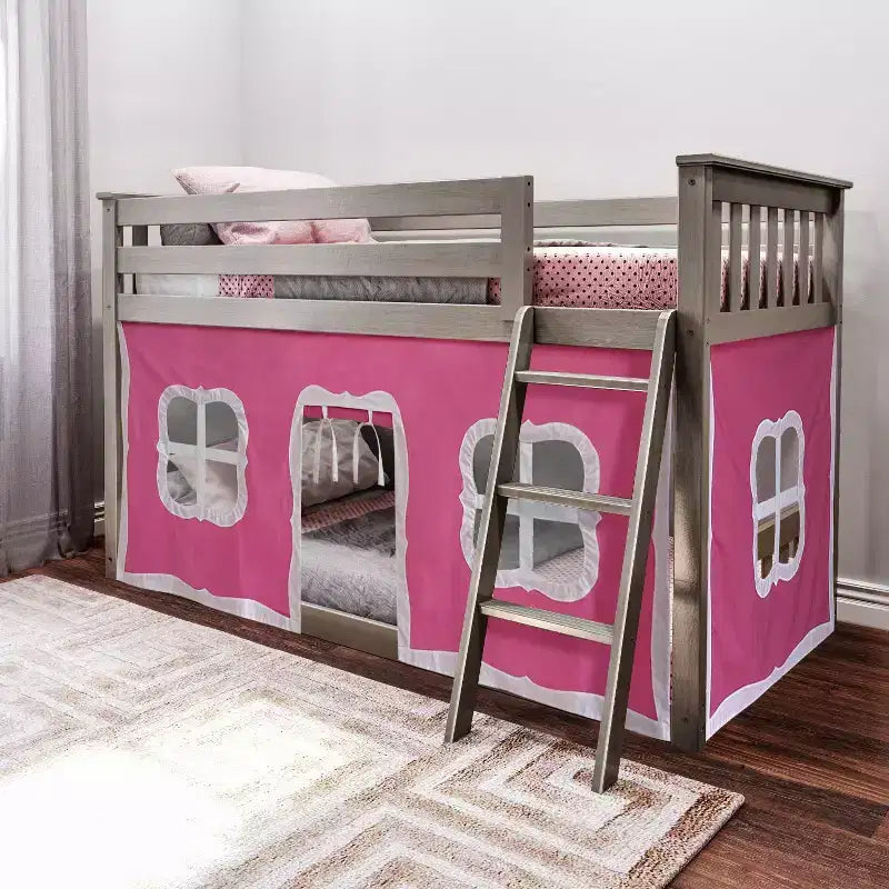 Max & Lily Twin over Twin Low Bunk with Curtains