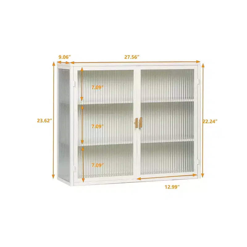 Okak Modern 2-door Wall Cabinet with Featuring 3-tier Storage Glass Doors for Entryway/Dining Room/Living Room/Kitchen