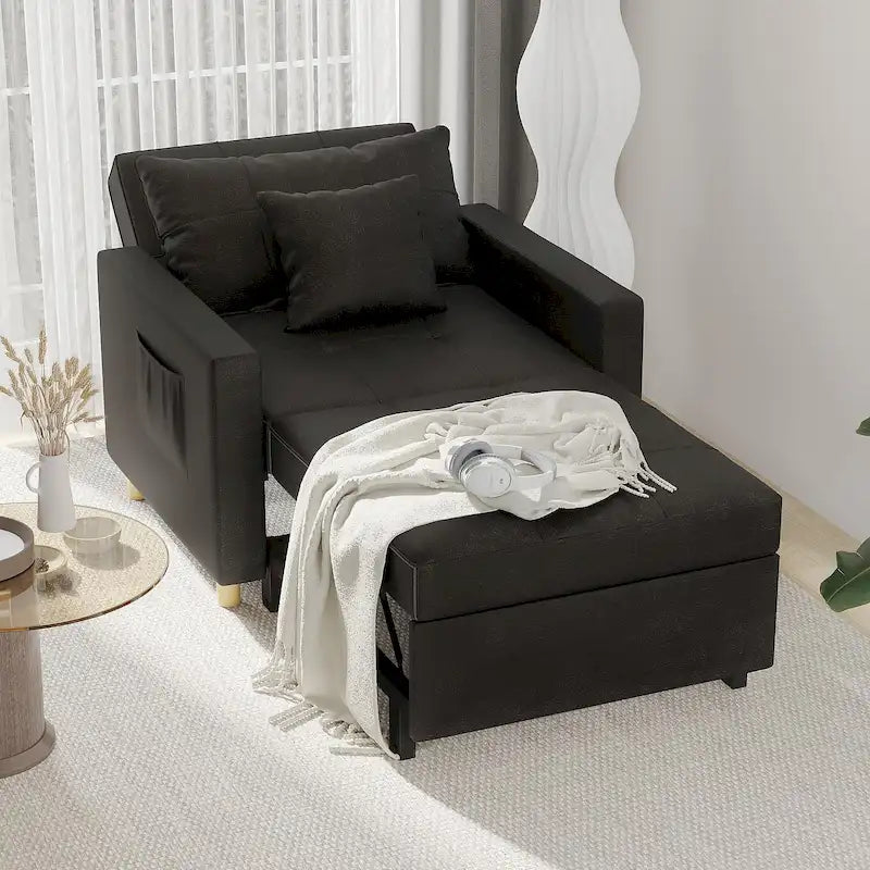 Adjustable Sleeper Chair Bed, 3-in-1 Convertible, Multiple Colors, Fits 1 Person