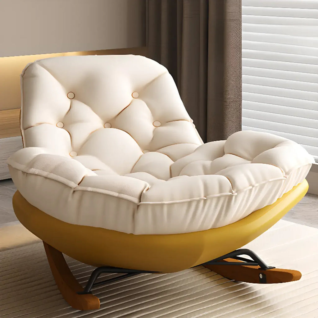 Sedia a dondolo imbottita in stile scandinavo con pouf opzionale