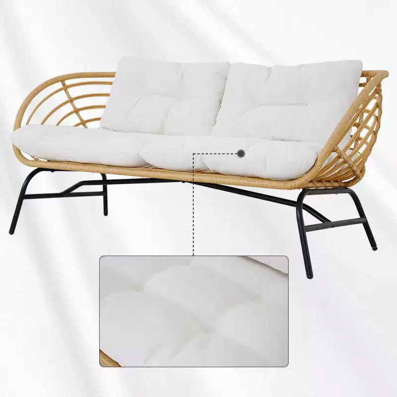 GRANDPATIO 5-teiliges Korbmöbelset für draußen mit Zweisitzer-Sofa