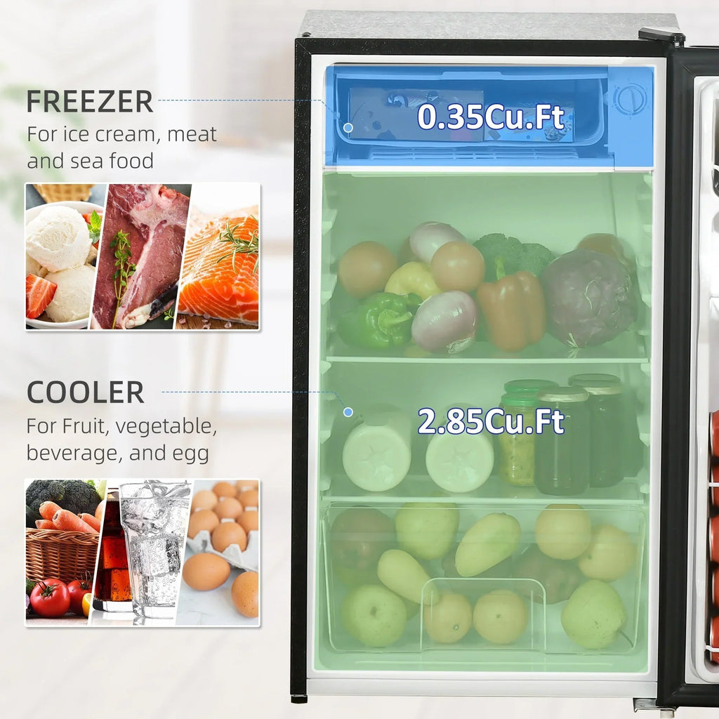 3.2 Cu.Ft Mini Fridge with Freezer, Single Door Compact Refrigerator with Adjustable Thermostat for Bedroom