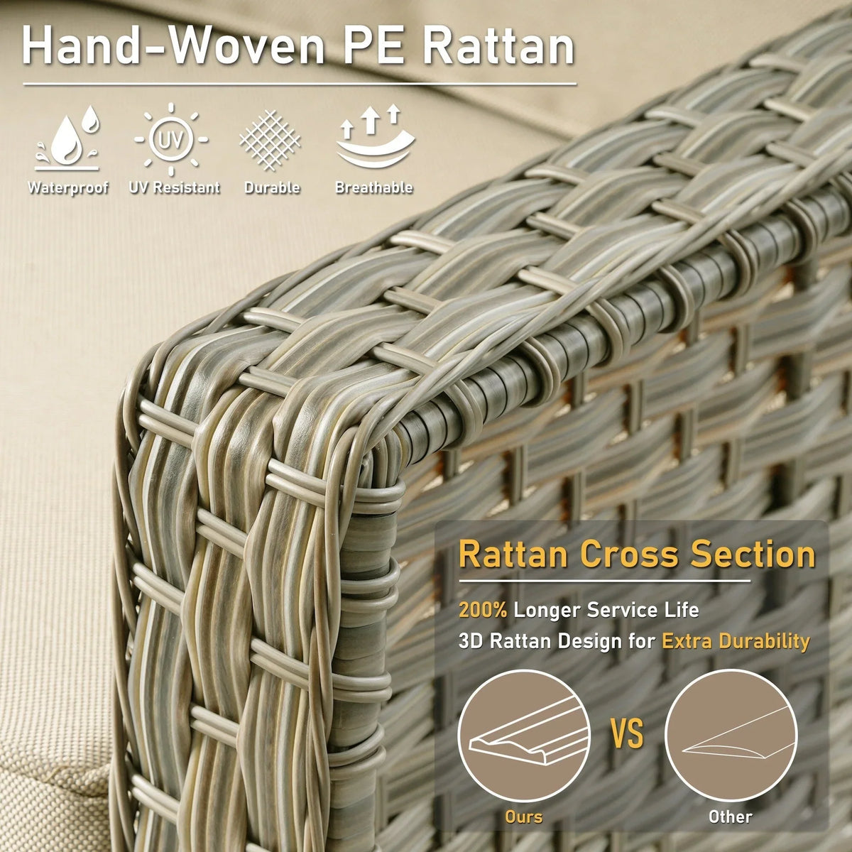 HOOOWOOO 2-delige tuinset met stoelen met hoge rugleuning van vlechtwerk en rotan