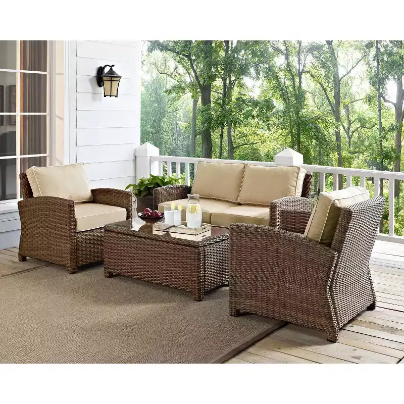 Set da conversazione da esterno in vimini, 4 pezzi, Bradenton - Crosley