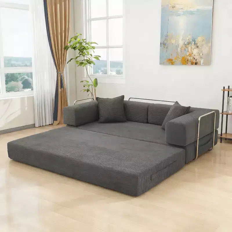 Dyonery 78 klappbares Schlafsofa, Cordbezug, Schlafcouch in King-Size-Größe für den Boden, 4-in-1-DIY-Kombination, modulares Sofa zum Ausklappen, bequem