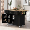 Kitchen Cart With Rubber Wood Drop-Leaf Countertop