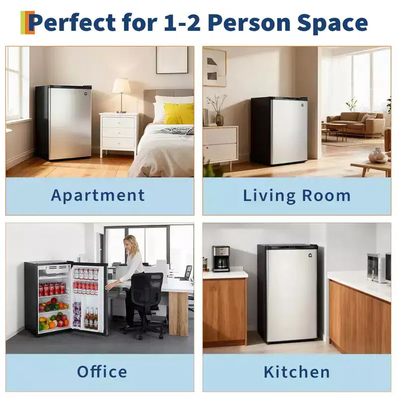 4.5 Cu.Ft Mini Fridge with Freezer,Compact Refrigerator w/Reversible Door, Adjustable Thermostat Energy-Efficient, Small Fridge