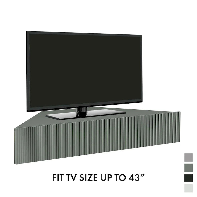47-Zoll schwebender Eck-TV-Ständer, 3 Ablagen, Übergangsstil, platzsparende Wandmontage