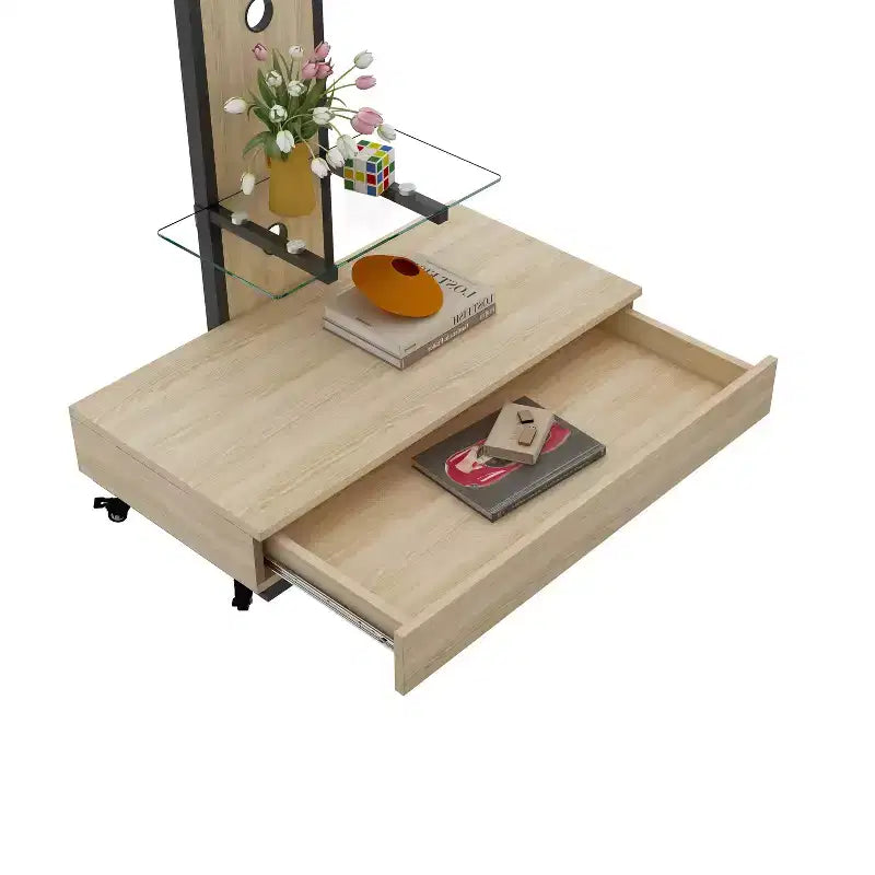TV Stand for 32-75 TVs, Adjustable Height Mobile TV Cart with Drawer and Wheels for Living Room, Bedroom, Offices -ModernLuxe