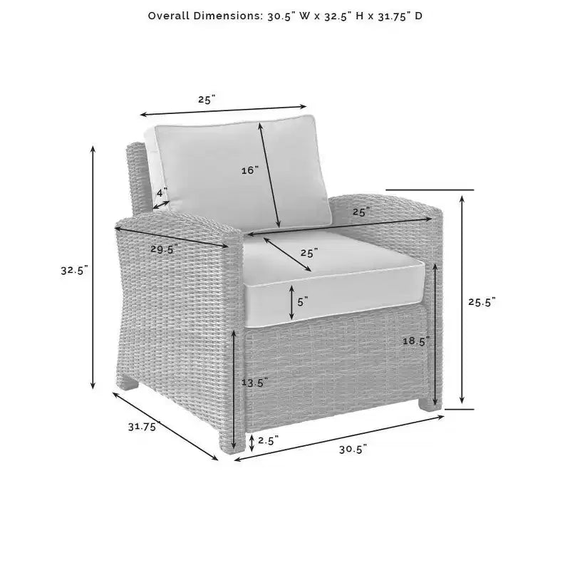 Set da conversazione da esterno in vimini, 4 pezzi, Bradenton - Crosley
