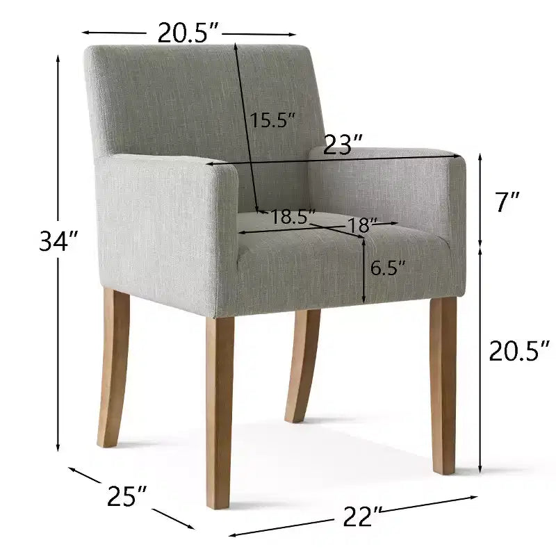 Set of 6 Upholstered Dining Chairs with Arms, Modern Linen Armchairs with Wooden Legs, Accent Chairs for Dining Room, Living Room - Panipeachy