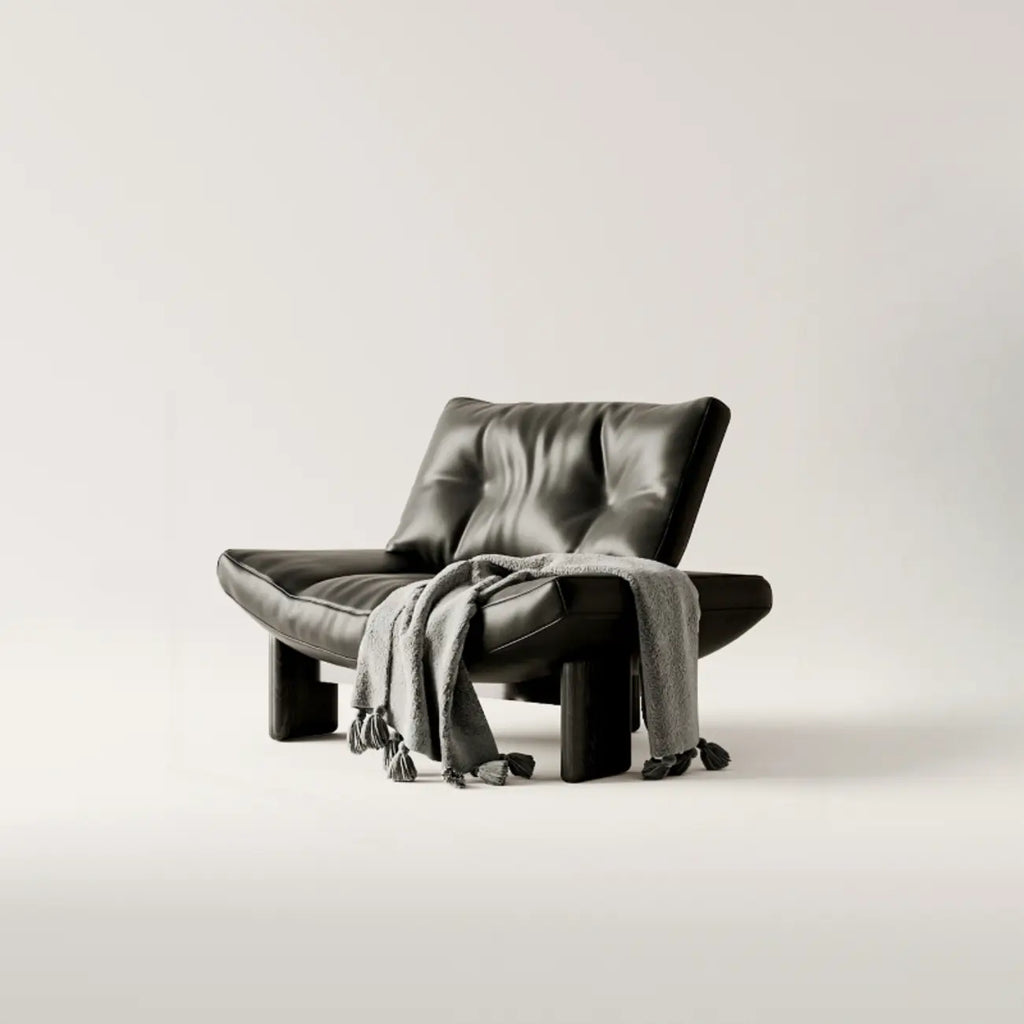 Contemporary Black Tufted Armless Chenille Accent Chair