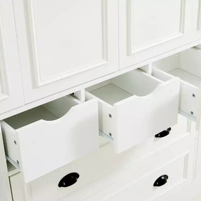 Despensa de cocina independiente Whisen de 71'' de altura, armario grande de almacenamiento para comedor con aparador, 4 puertas plegables, estantes y botelleros