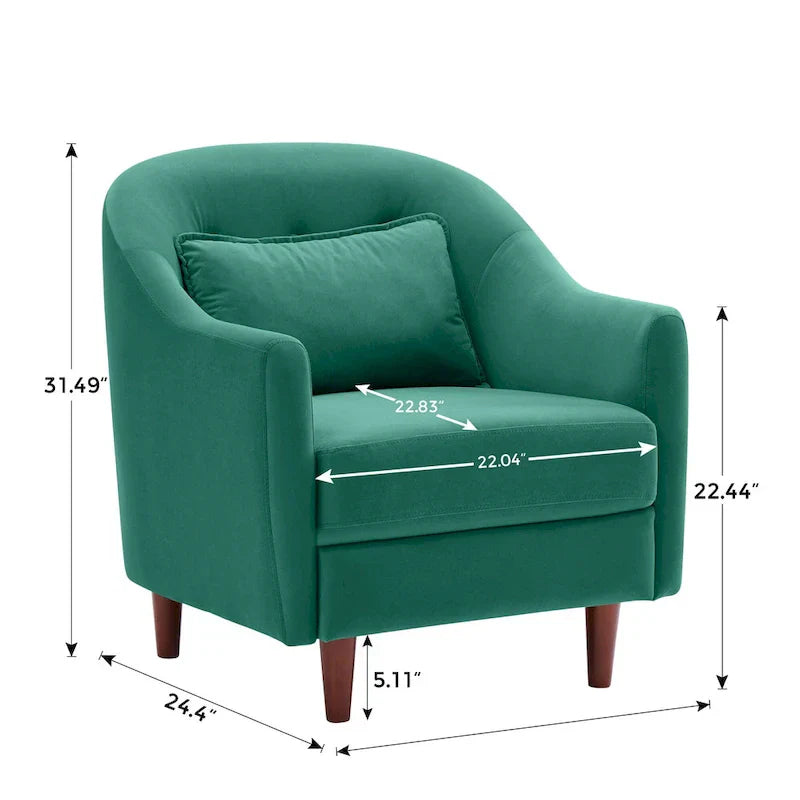 28,34 Zoll, 2er-Set Akzent-Sessel, Samt-Sessel im Fassondesign mit Beinen aus Massivholz