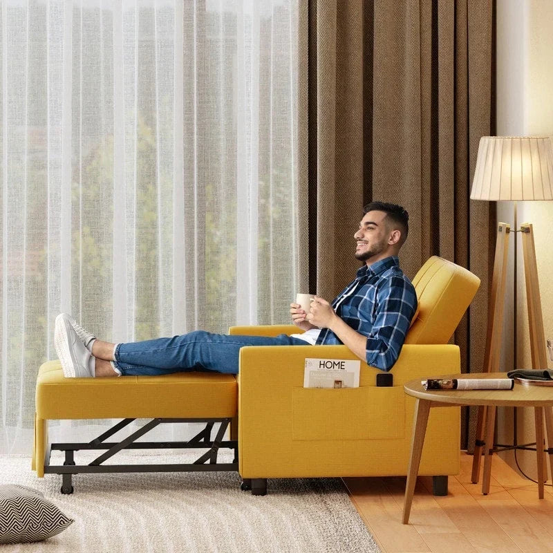 3-in-1-Schlafsofa mit verstellbarer Rückenlehne, ausziehbarer Sessel, umwandelbares Klappbett fürs Wohnzimmer