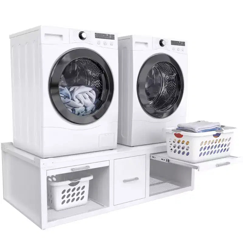 Piedistalli GDLF per lavatrice e asciugatrice, supporto universale per lavatrice e asciugatrice con ripiano estraibile, bianco