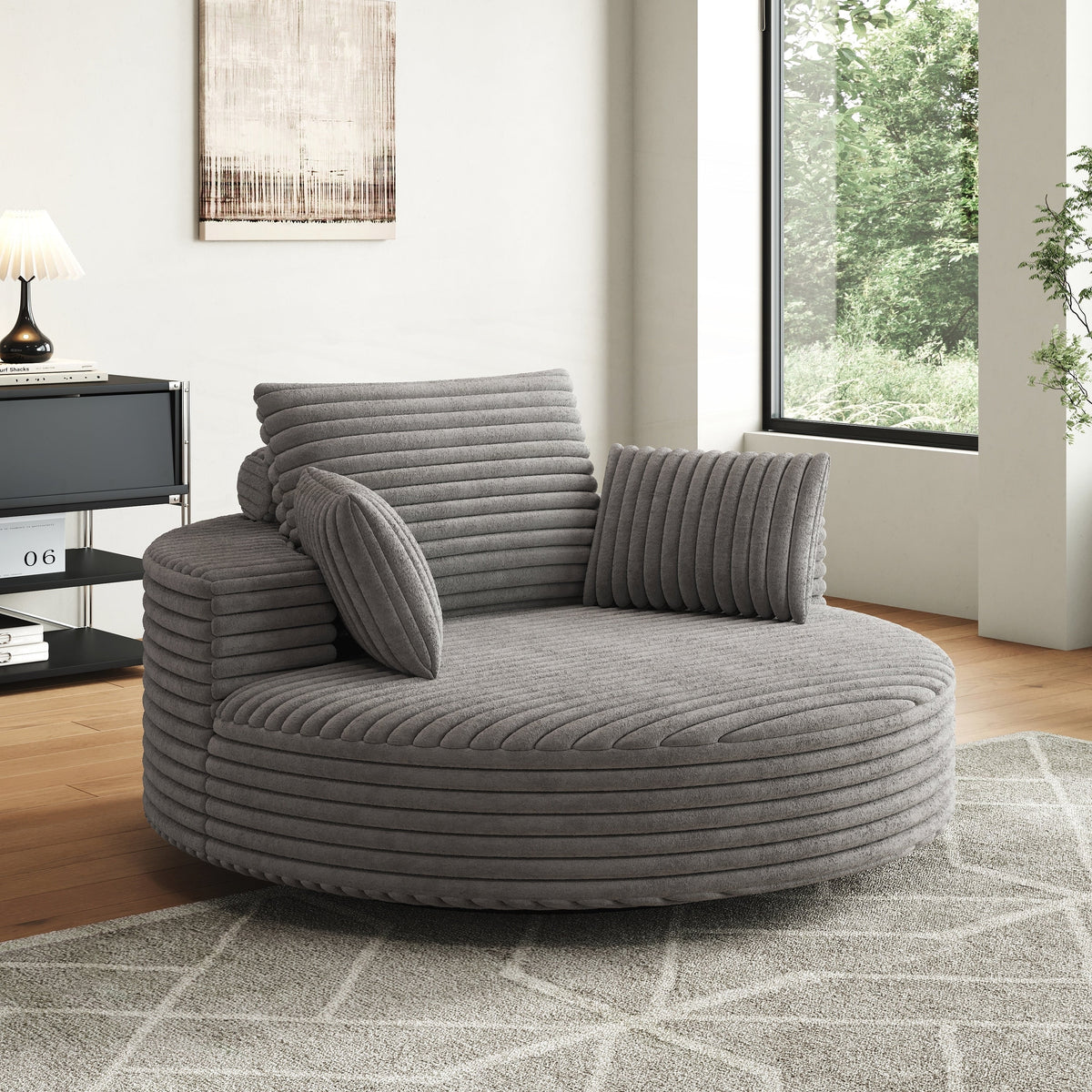 Einzelner Drehstuhl aus Cord-Chenille-Schaumstoff