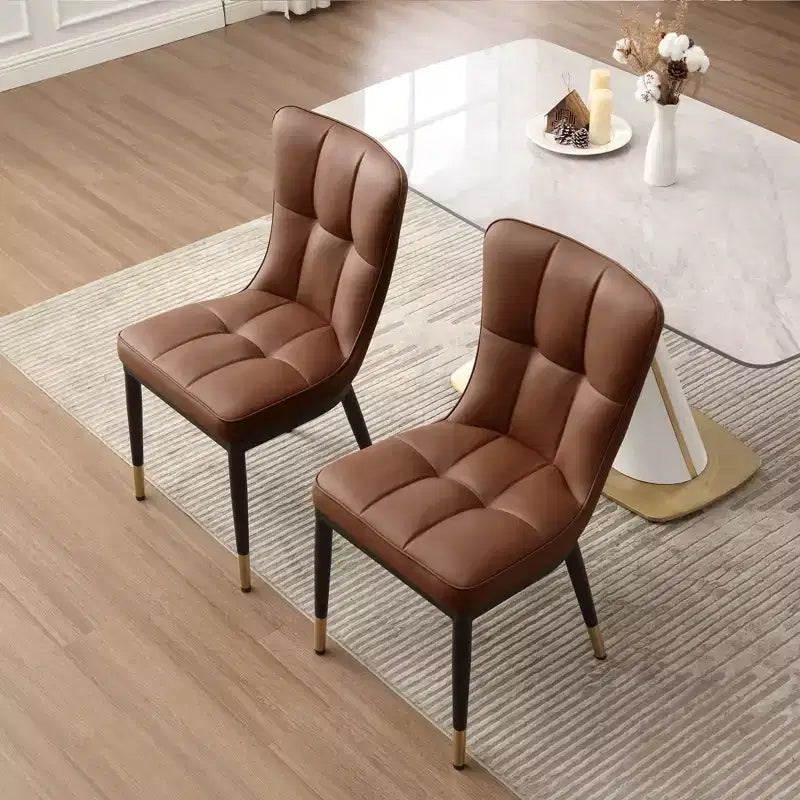 Bekrvio Dining Room Chairs Set of 6, Modern Upholstered Faux Leather Seat with High Back, Metal Legs, Armless Kitchen Chairs for Living Dinning Room