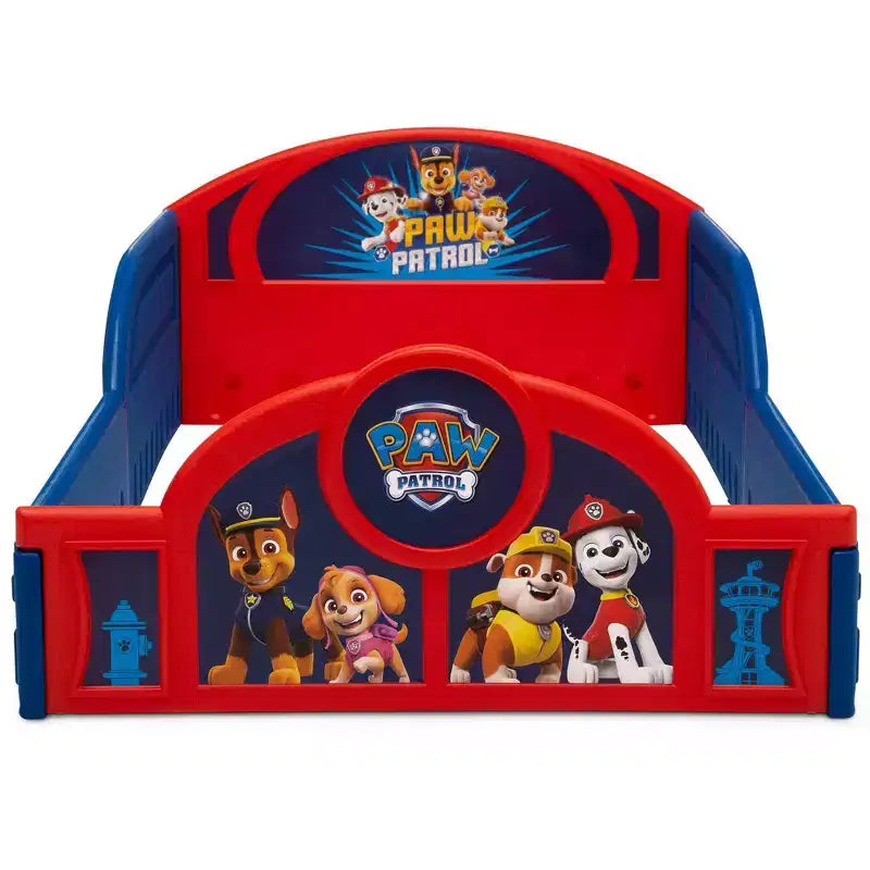 Delta Children muovinen nukkumis- ja leikkisänky taaperoille kiinnitetyillä turvalaidоilla – PAW Patrol