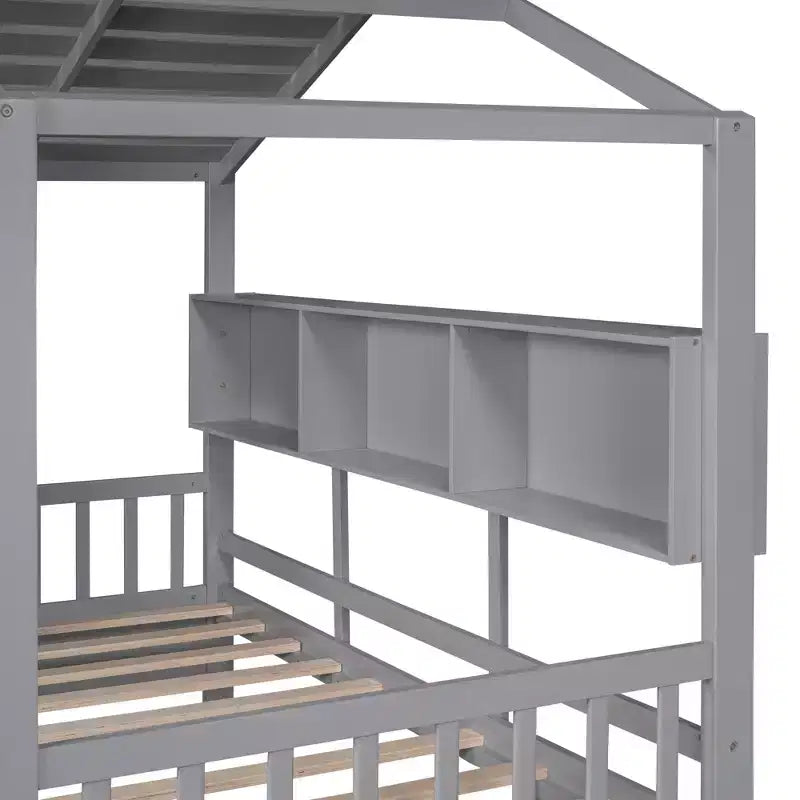 Holzhausbett in Twin-/Full-Größe mit 2 Schubladen, Kinderbett mit Ablagefach – ModernLuxe