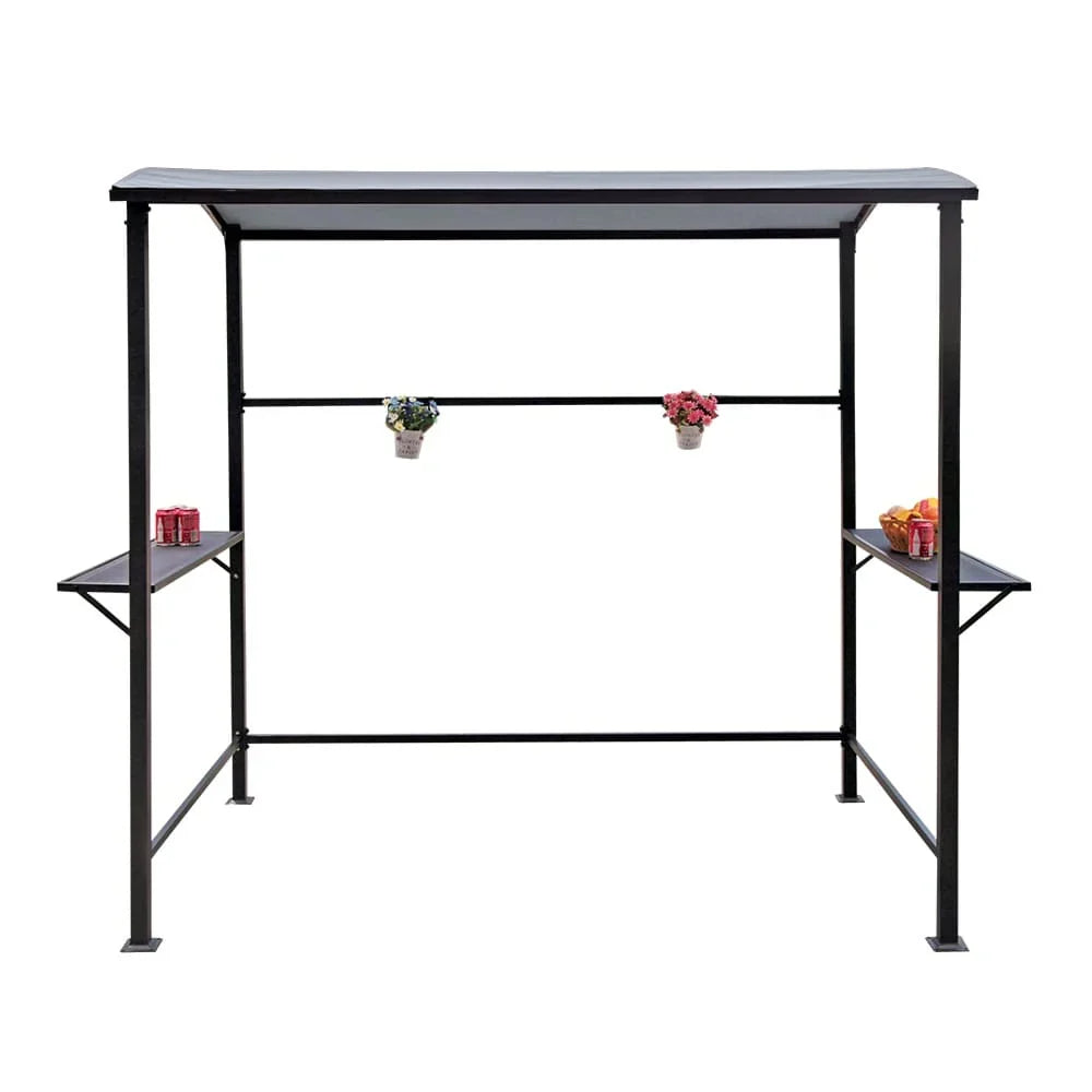 Buitenpaviljoen met grilloverkapping van 5 ft x 8 ft, stalen frame, barbecuebeschutting