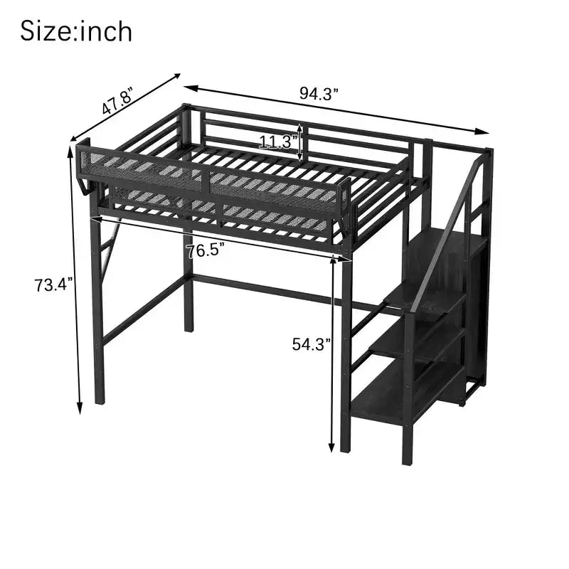 Okak hoogslaper van 239 cm voor een eenpersoonsbed met kledingkast, eenpersoonsbed met opbergplanken en mand, bedframes voor slaapkamer en studentenhuis