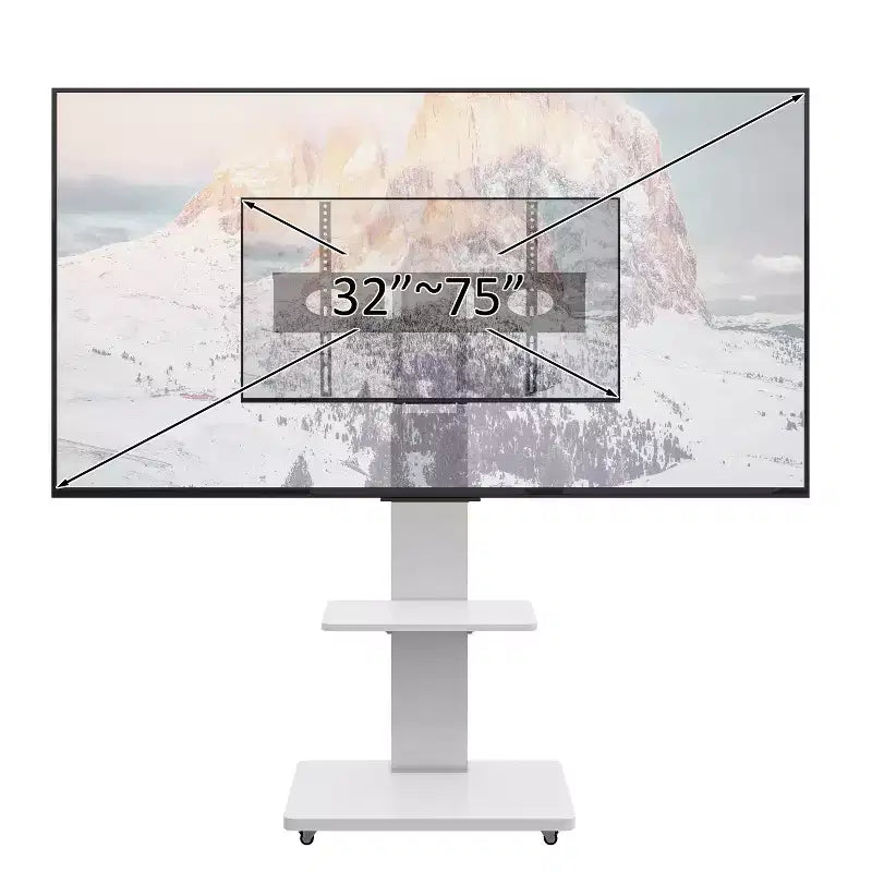 TV Stand for 32-75 TVs, Adjustable Height Mobile TV Cart with Drawer and Wheels for Living Room, Bedroom, Offices -ModernLuxe