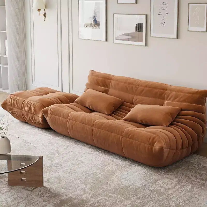Divano oversize a sacco Fireside con pouf, poltrona a due posti in finta pelle scamosciata adatta agli animali domestici per soggiorno o ufficio, senza montaggio