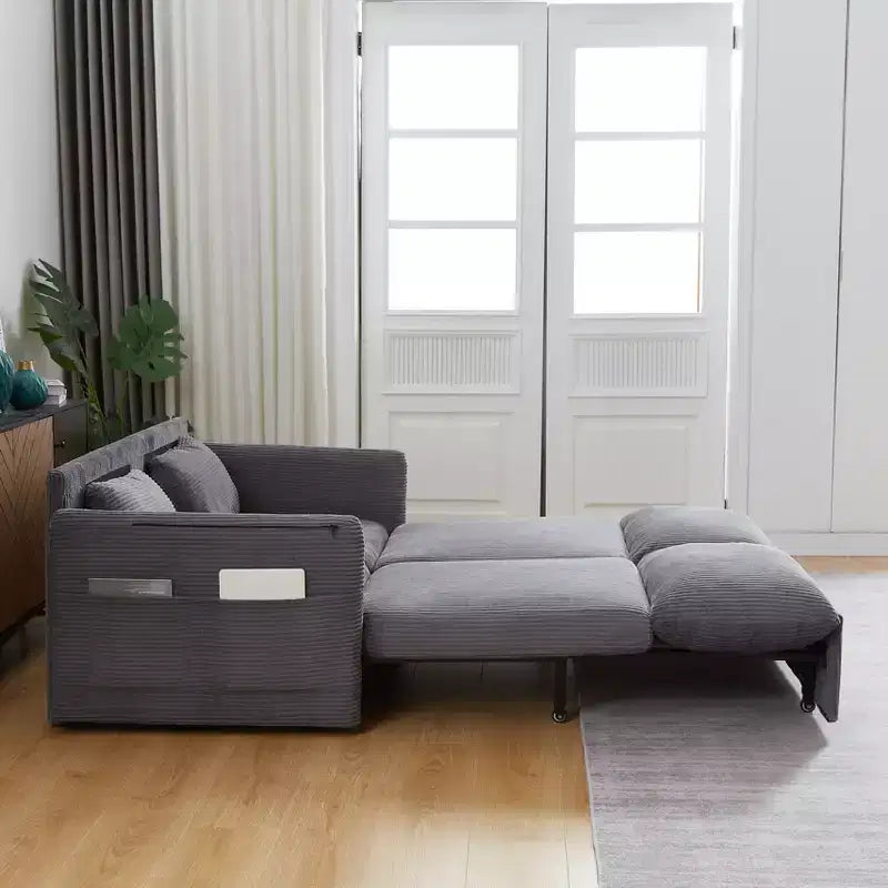 64.5 3-in-1 Convertible Corduroy Sleeper Sofa Bed with Pullout Bed