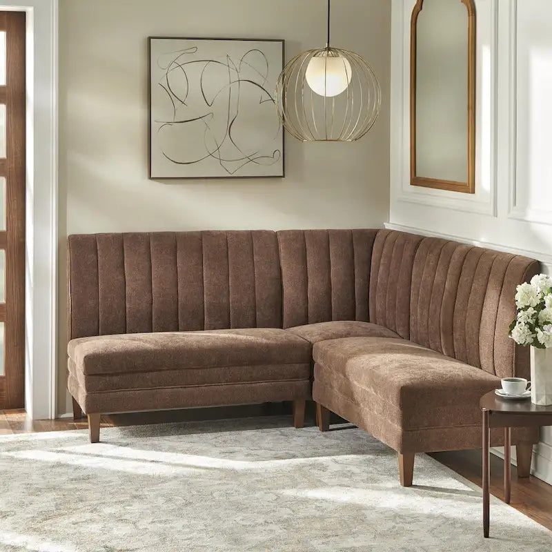 Lifestorey Kerrington 3-delige gestoffeerde banquette-set met geribbelde rugleuning