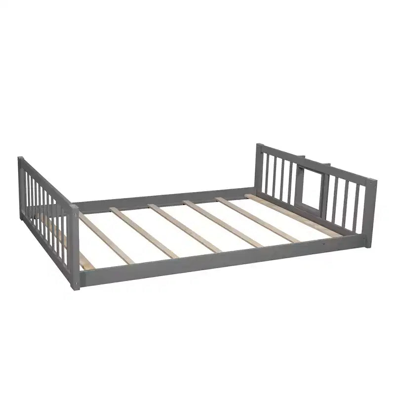 Stapelbed voor drie personen, full-over-full, met ombouwbare ladder en glijbaan, driepersoonsbed met valbeveiliging, wit/grijs/espresso - ModernLuxe