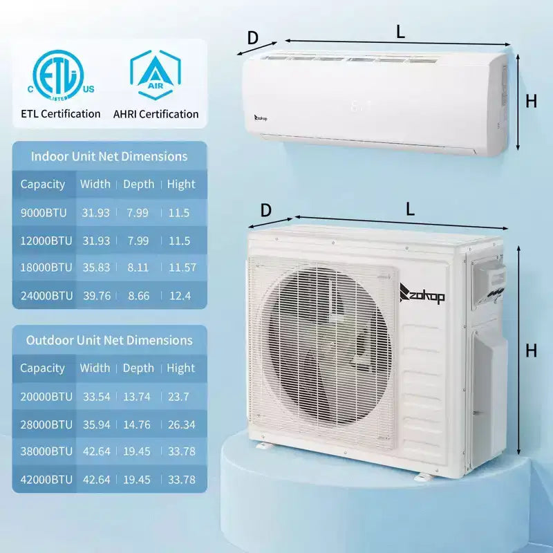 Karl Home 3-Zonen-Mini-Split-Klimaanlage mit 28000 BTU, 20 SEER2 und Wärmepumpe (9K+9K+18K)