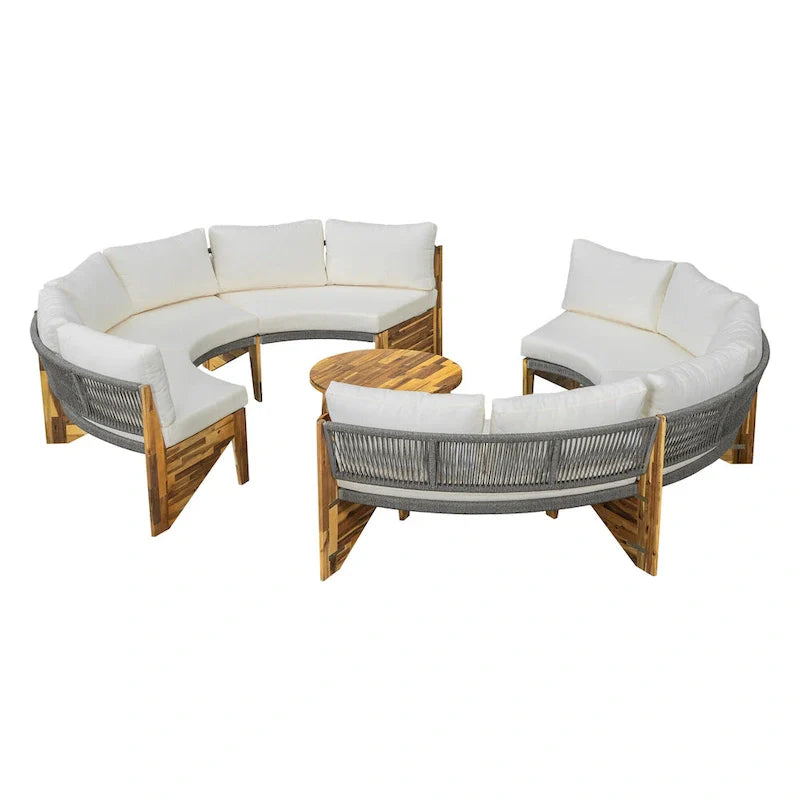 Ensemble de salon extérieur pour 6 personnes avec coussins et 1 table basse