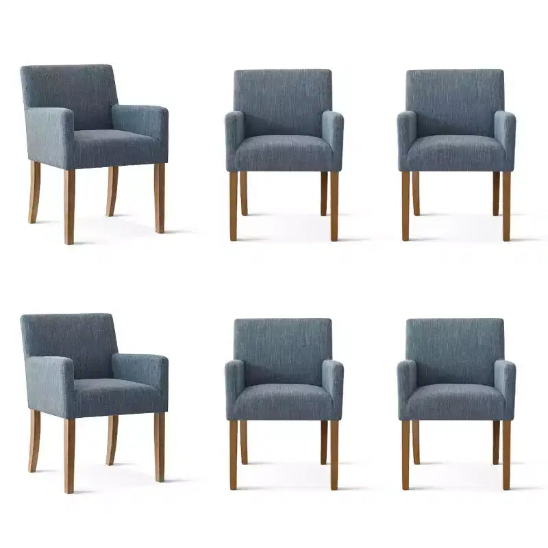 Set of 6 Upholstered Dining Chairs with Arms, Modern Linen Armchairs with Wooden Legs, Accent Chairs for Dining Room, Living Room - Panipeachy
