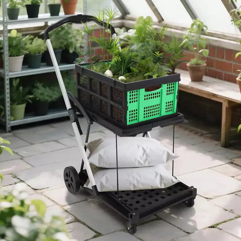 2-stufige faltbare Einkaufswagen für Lebensmittel, Tragfähigkeit 198 lb, zusammenklappbarer tragbarer Einkaufswagen mit Rädern und herausnehmbarer Kiste für Einkaufszentrum und Markt, Blau