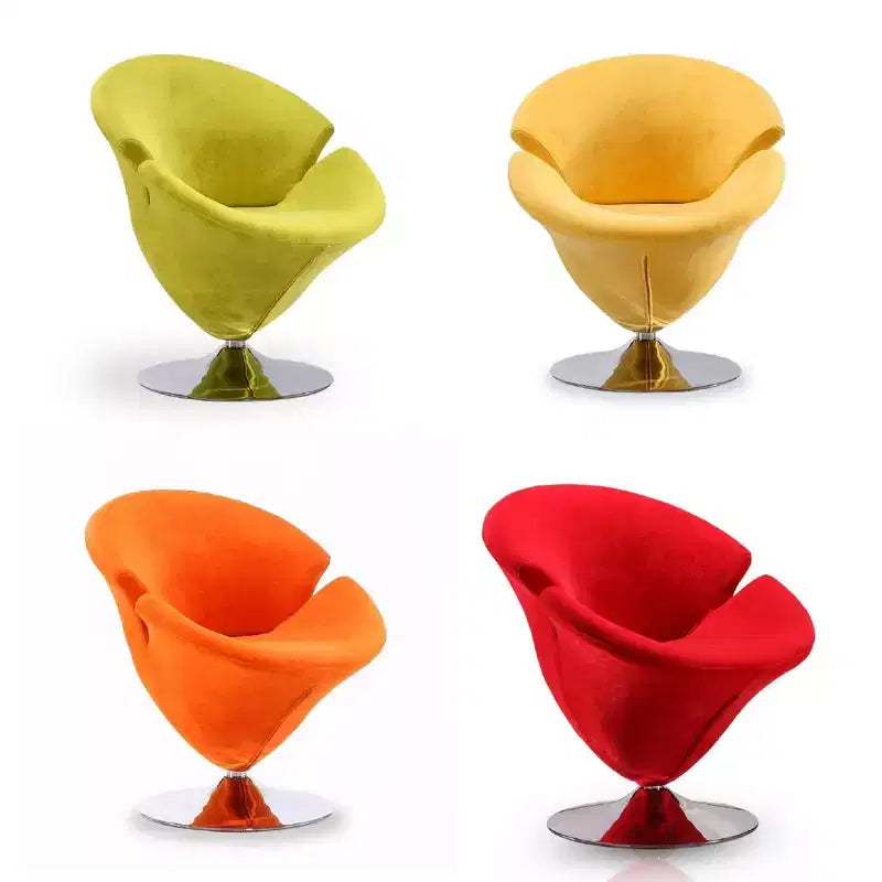 Manhattan Comfort 4 darabos Tulip forgatható hangsúlyszék-garnitúra, narancssárga/sárga: bársony kárpitozás, összeszerelést nem igényel