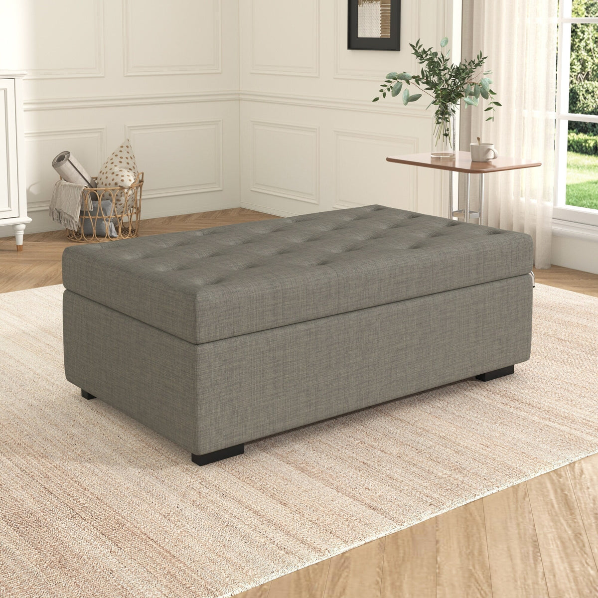 Divano letto pieghevole, pouf da 49,6 pollici con divano letto pieghevole, pouf trasformabile in letto con materasso in memory foam e design trapuntato
